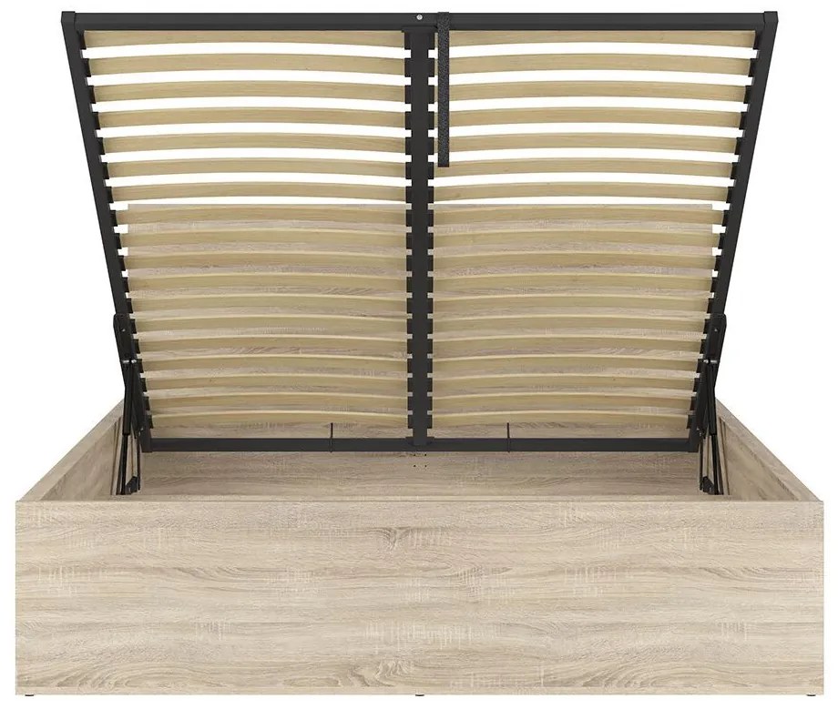 Pat matrimonial 160 cm Tetrix 11 (stejar sonoma) (cu somieră) (cu sp. depozitare). Promo -35%. 1098492