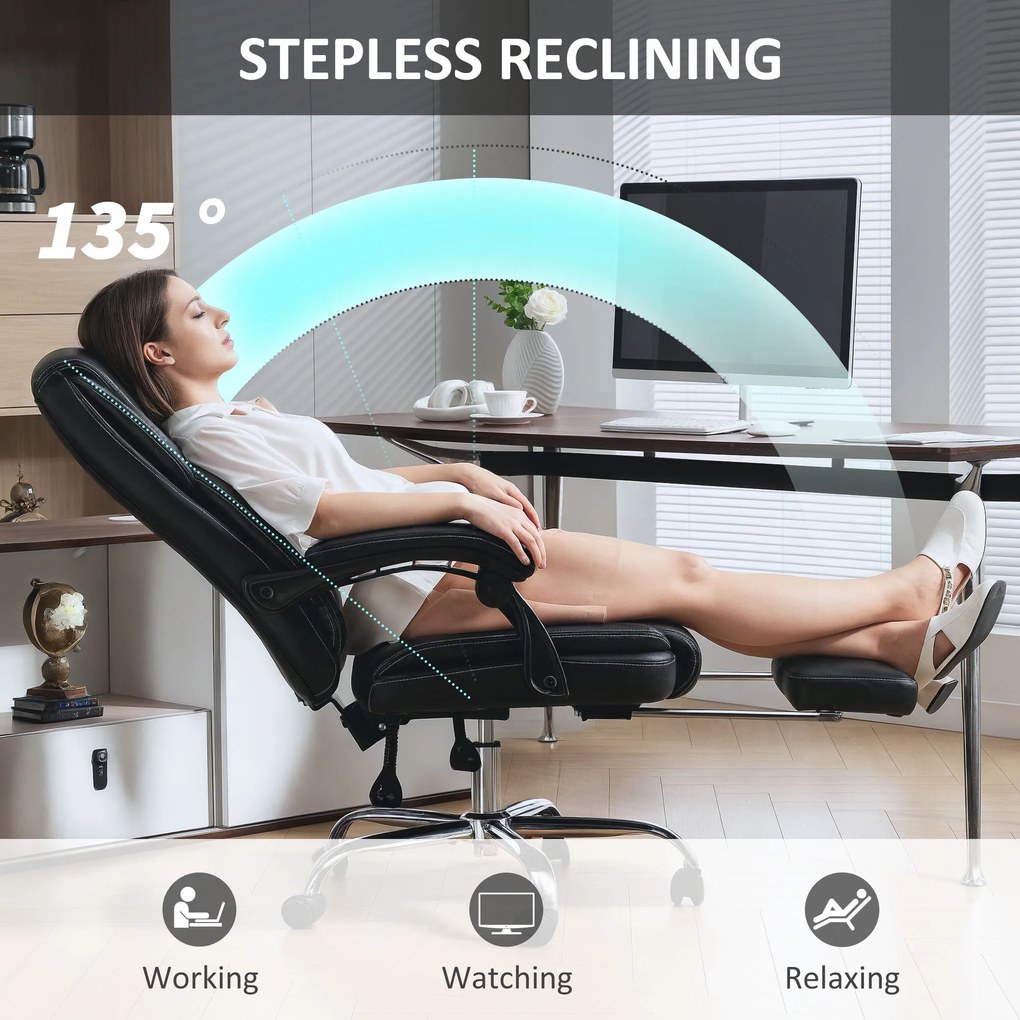 HOMCOM Scaun de birou rabatabil cu suport pentru picioare și capacitate de 120 kg, negru | Aosom Romania