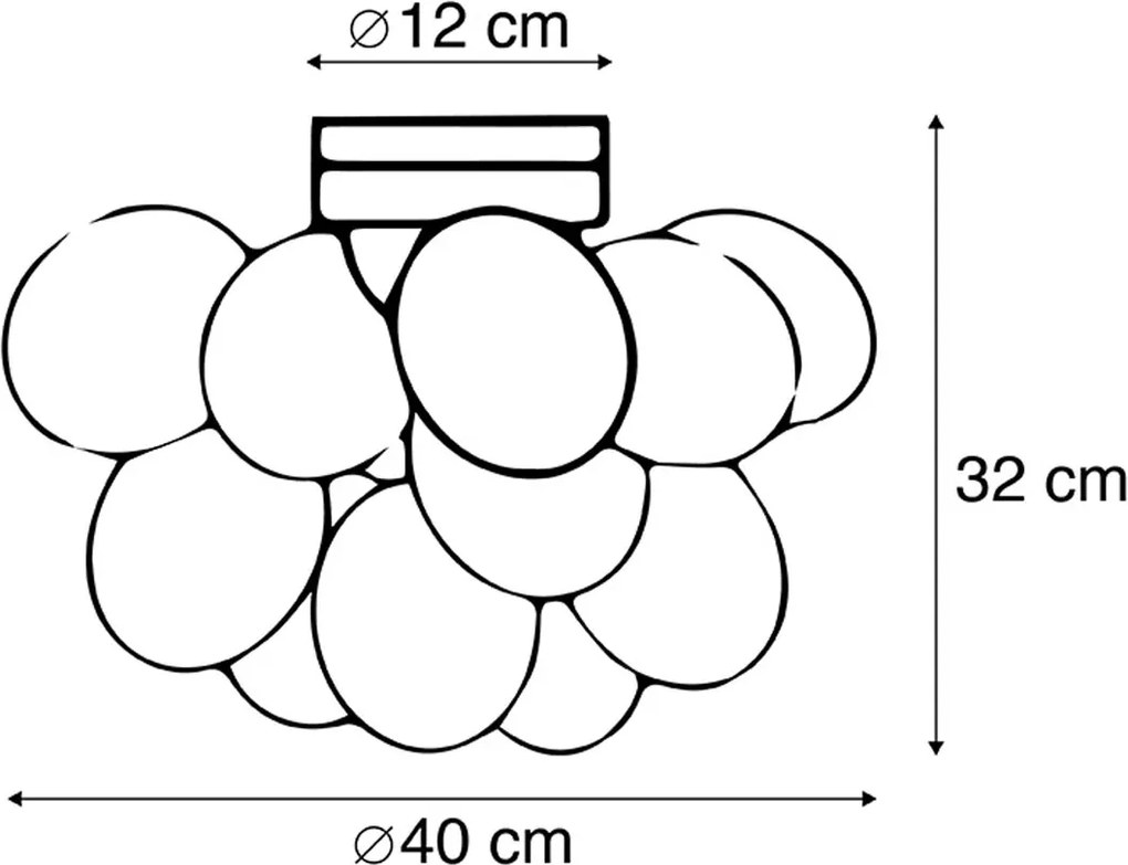 Plafoniera inteligentă neagră cu sticlă chihlimbar, inclusiv 4 WiFi G9 - Uvas