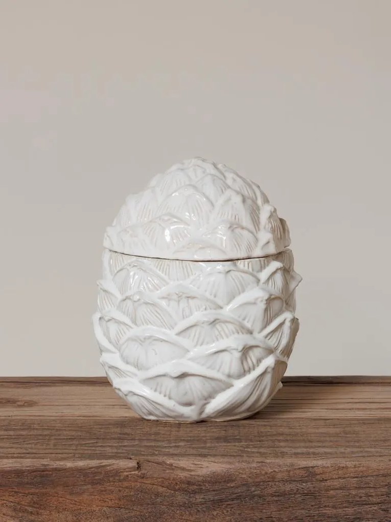 Borcan cu capac din ceramica in forma de con, Pincone
