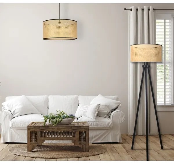 Lampadar Duolla ROLLER 1xE27/15W/230V d. 45 cm ratan/negru