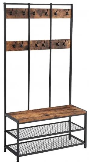 Cuier Haine Vintage Negru Lemn Rustic, 100 Cm