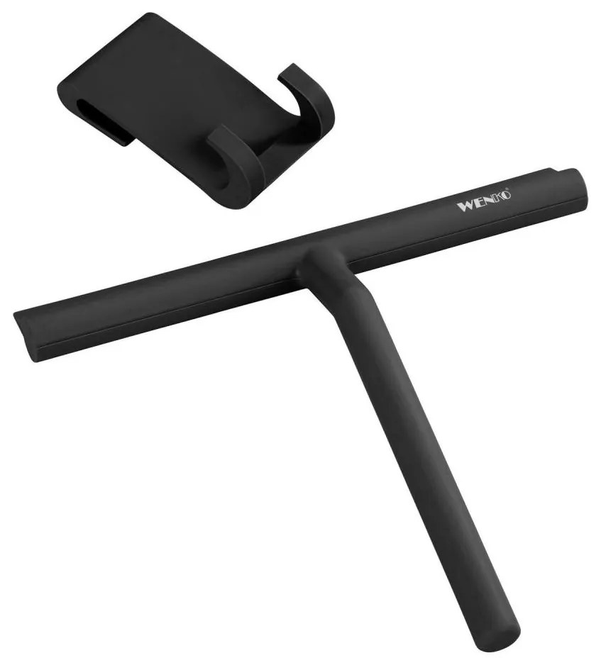 WENKO 24171100 - Racletă pentru duș MOLA 21x24,5 cm inox/negru