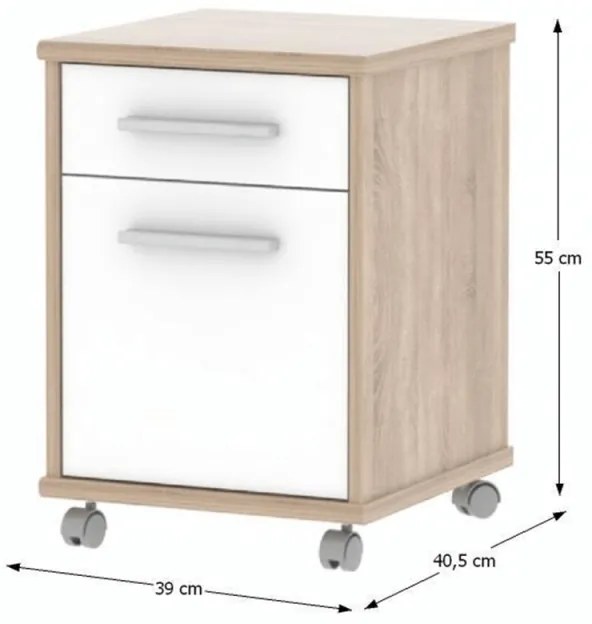Set Birou JOHAN 2 NEW Stejar Sonoma/Alb
