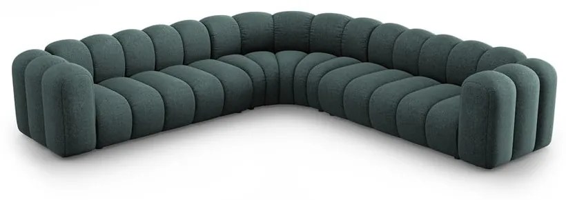 Colțar modular turcoaz cu tapițerie din chenille Lupine – Micadoni