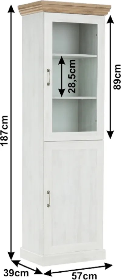 Vitrină, pin nordic/stejar sălbatic, ROYAL W1D