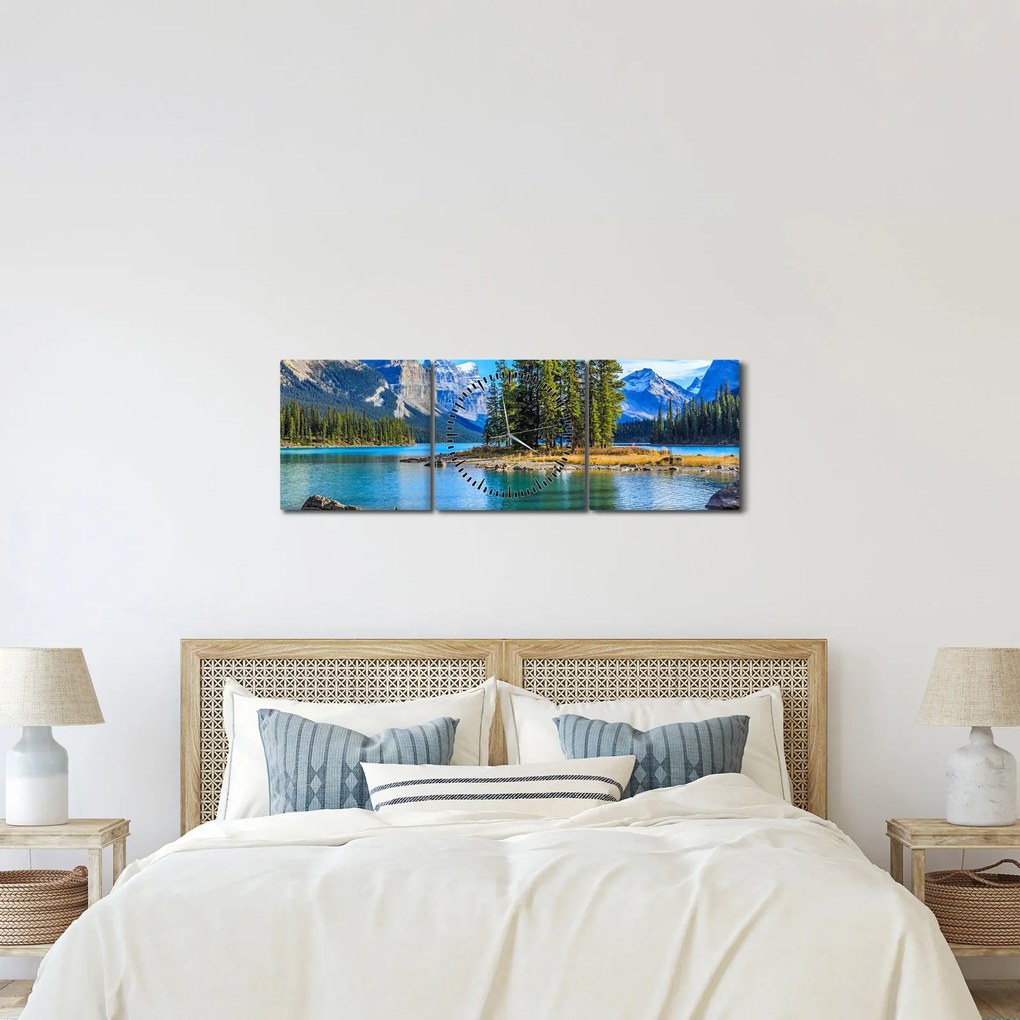 Tablou - Peisaj montan cu râu (cu ceas) (90x30 cm)