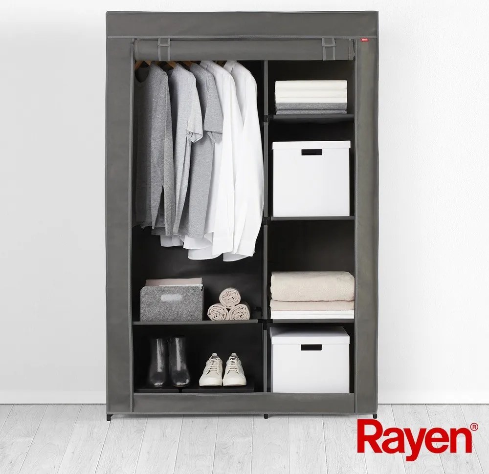 Șifonier gri din material textil 105x161 cm – Rayen