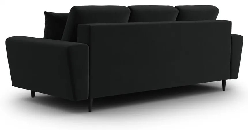 Canapea neagră extensibilă, cu spațiu de depozitare cu tapițerie din catifea 235 cm Kyoto – Cosmopolitan Design