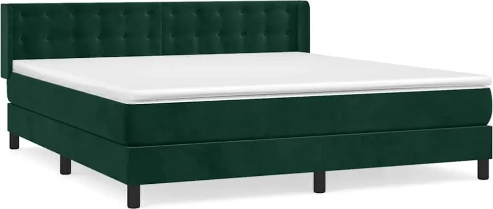 vidaXL Pat box spring cu saltea, verde închis, 180x200 cm, catifea