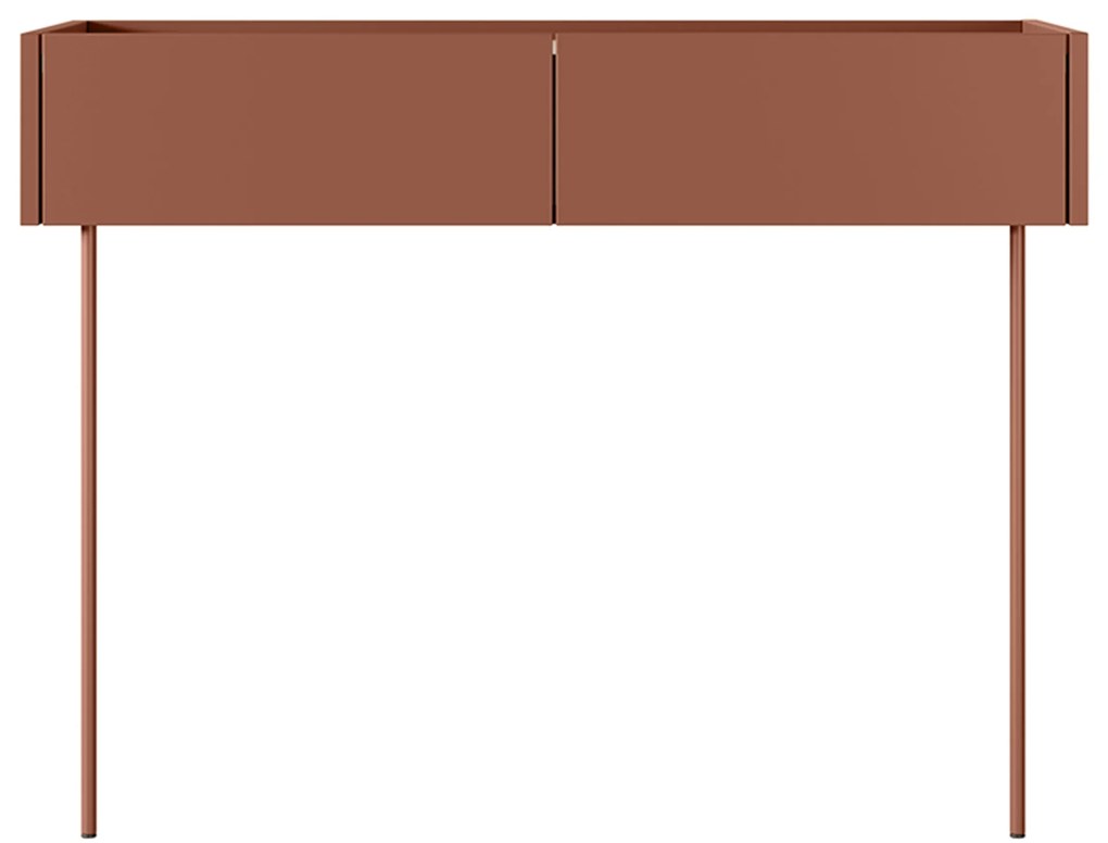 Masa de toaletă cu sertare și picioare metalice Desin 100 cm - verde măsliniu / stejar nagano - ceramic red / stejar nagano