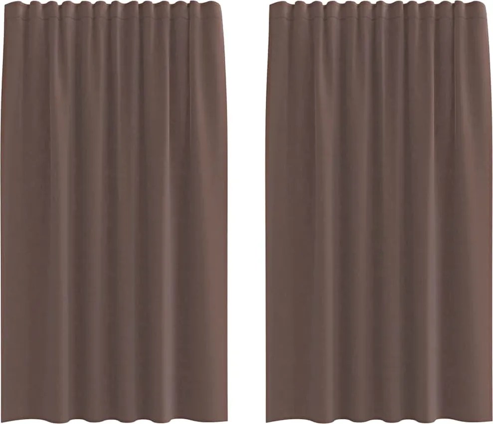 vidaXL Perdele Voile cu buzunare pentru bare 2 buc Maro