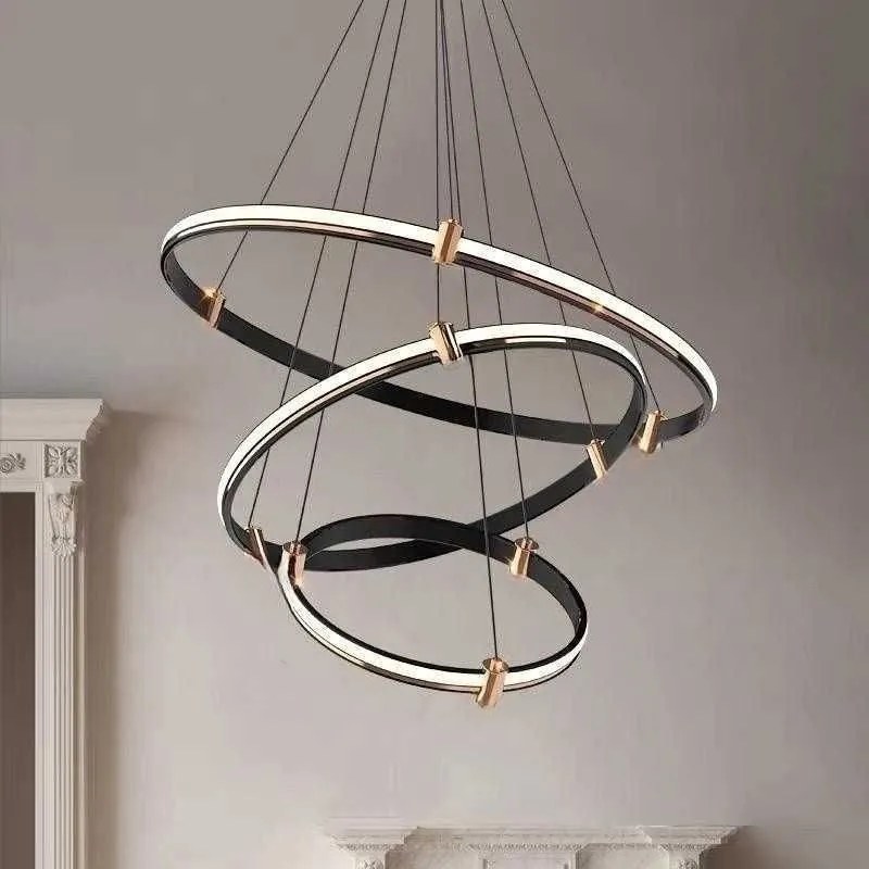 Lustra LED 3736-4+6+8 BK – 115W, Design Modern, cu Telecomandă și Lumină Reglabilă