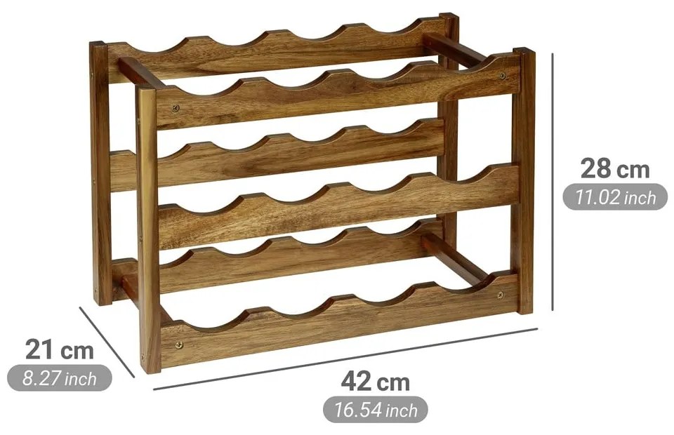 Raft pentru sticle de vin în culoare naturală din lemn de acacia număr de sticle 12 42x28x21 cm Fondi – Wenko