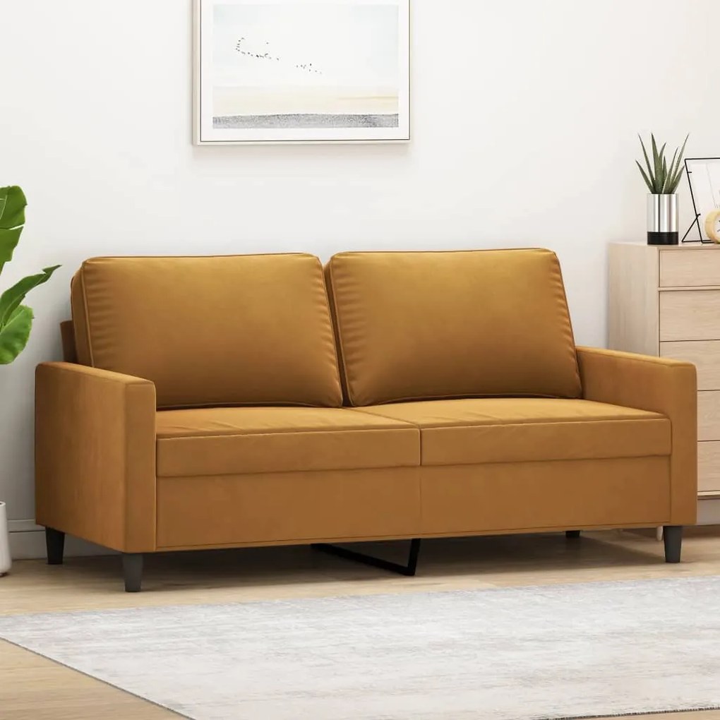 348752 vidaXL Canapea cu 2 locuri, maro, 140 cm, catifea