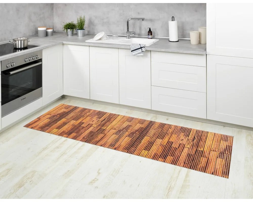Covoraș de baie maro din plastic 65x200 cm Lambris – Wenko