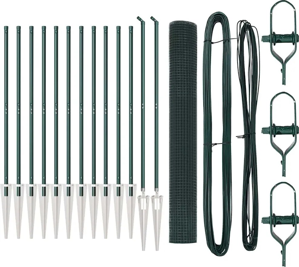 vidaXL Stâlp de gard. Verde 25 x 1,4 m (împăturire 16 x 16 mm)