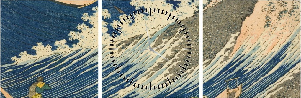 Tablou - Katsushika Hokusai, Fishing Boats at Choshi in Shimosa (Soshu Choshi) , reproducere (cu ceas) (90x30 cm)