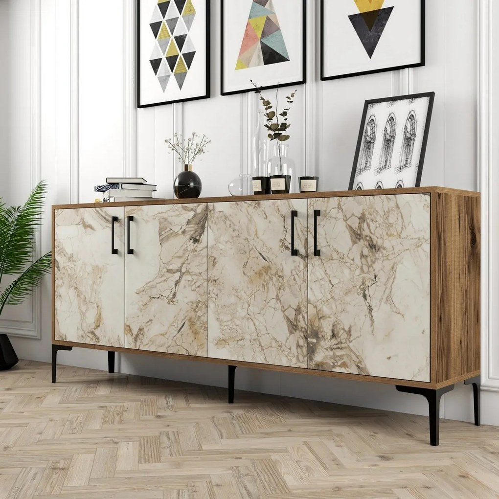 Dulap Kiev Walnut and White Marble