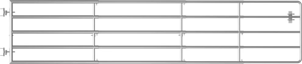 vidaXL Poartă de câmp cu 5 bare, argintiu, (150-400) x 90 cm, oțel