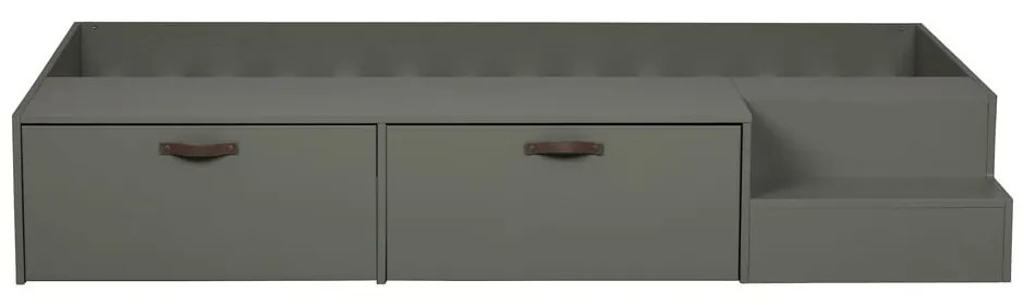 Pat pentru copii verde-gri din lemn de pin cu spațiu de depozitare 80x200 cm Stage – vtwonen