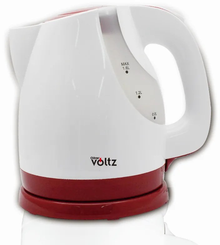 Cana electrica Oliver Voltz OV51230V, 2200W, 1.6 L, Incalzitor incorporat, Alb/Rosu