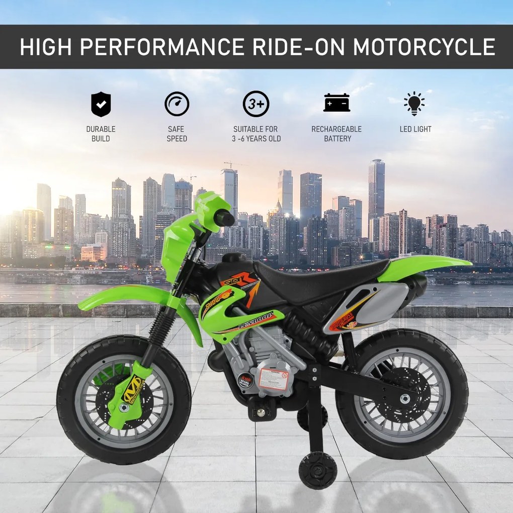 HOMCOM Motocicletă Electrică pentru Copii cu Role, 102×53×66 cm, Verde | Aosom Romania