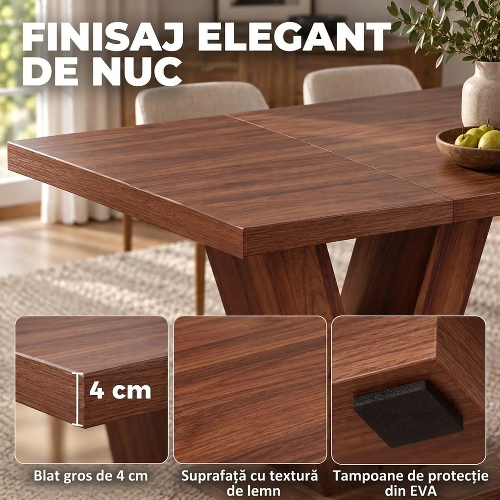 HOMCOM Masă de Dining Dreptunghiulară pentru 4 Persoane 120x80 cm Nuc | Aosom Romania