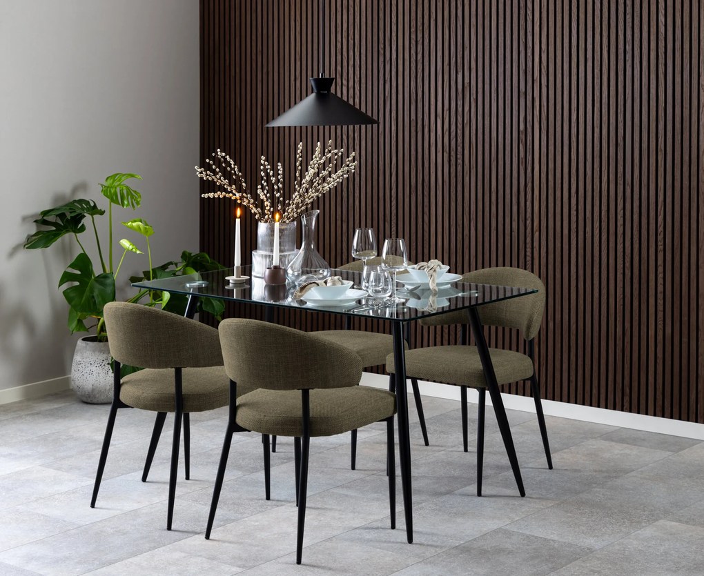 MAZZONI EXPORT IRIS Verde Măsliniu (țesătură Basel 77) - SCAUN MODERN TAPIȚAT CU ȚESĂTURĂ ÎMPLETITĂ PENTRU SALON/SUFRAGERIE LOFT
