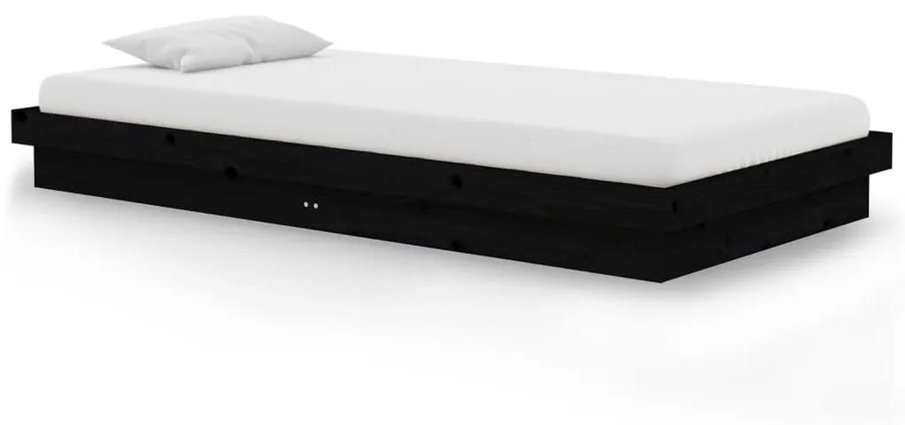 819901 vidaXL Cadru de pat, negru, 100x200 cm, lemn masiv de pin