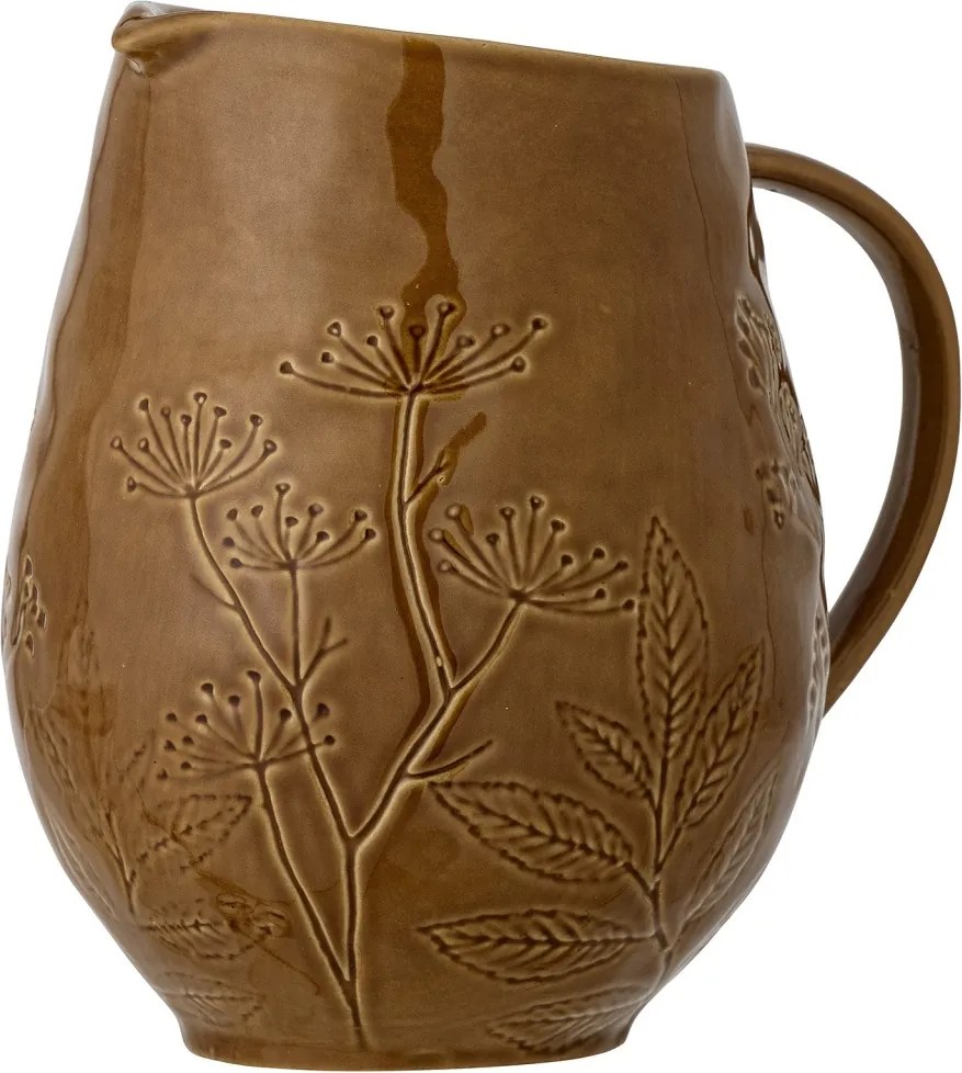 Carafă din ceramică maro antichizat cu model botanic în relief, 1400 ml, 14×18,5 cm, „Bence"