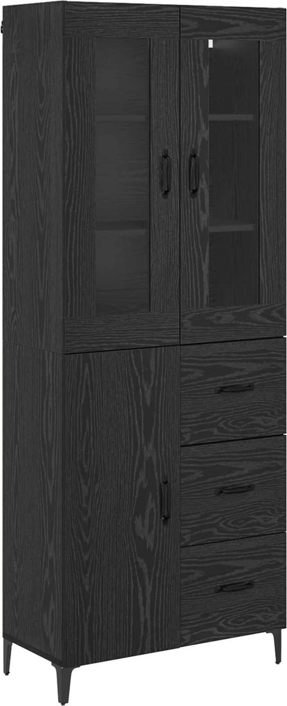 vidaXL Bufet Pe perete Stejar Negru 69,5 x 34 x 180 cm Lemn compozit