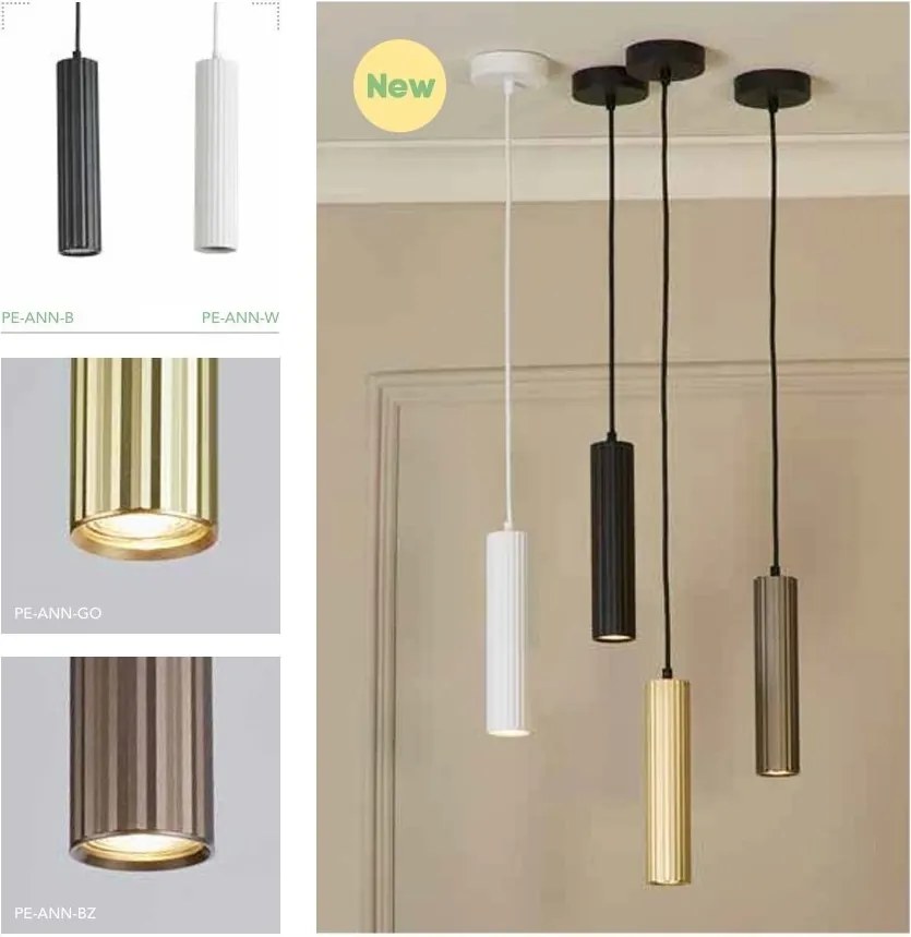 Pendul din aluminiu canelat Anna alb