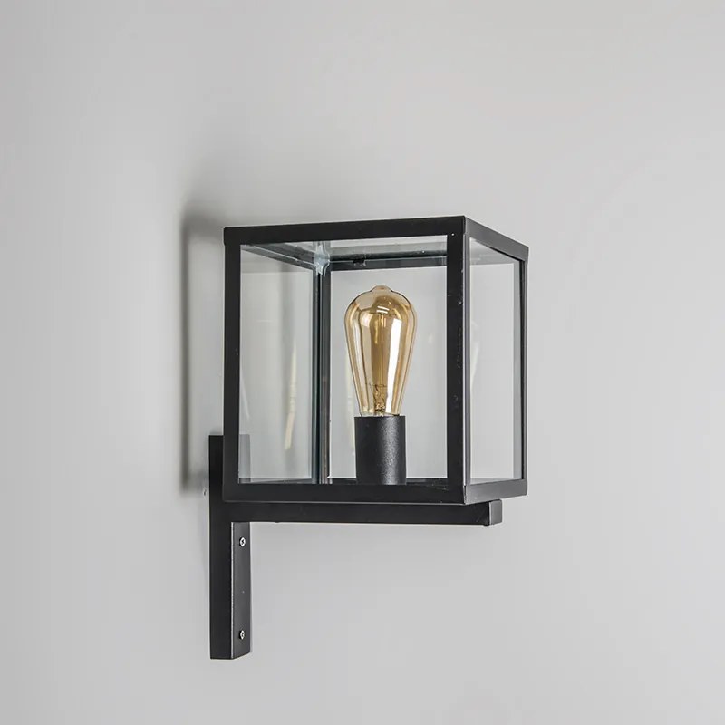 Lampă de perete exterioară pătrată industrială neagră IP23 - Rotterdam