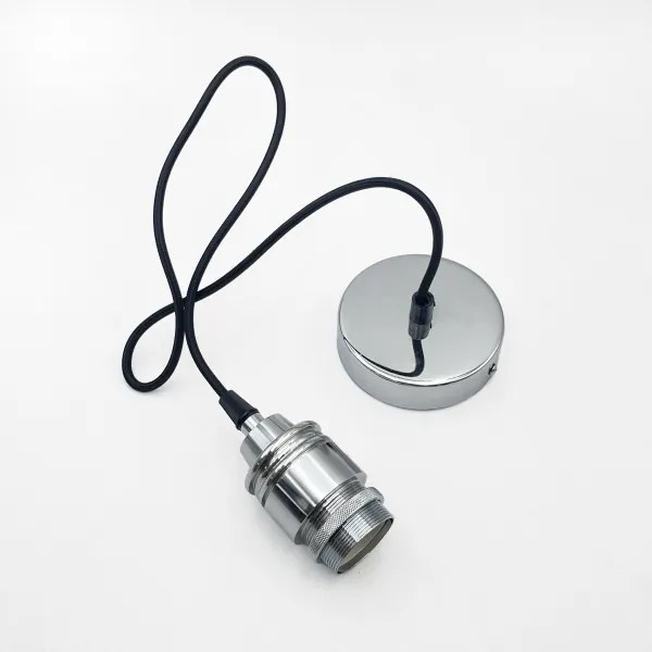 Lustră suspendată pe cablu FLO 1xE27/15W/230V crom lucios/abajur din sticlă transparentă