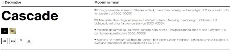 Lustra LED cu 5 pendule stil minimalist modern Cascade alama