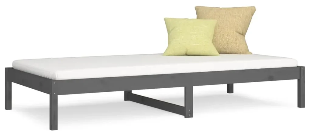 820424 vidaXL Pat de zi Single, gri, 90x190 cm, lemn masiv de pin