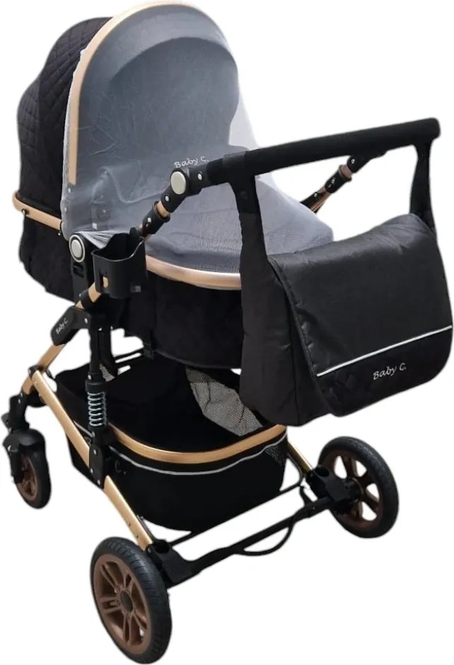Carucior nou nascuti 2 in 1 Baby Care™ PRO 531, Cu geanta bebe, Cadru Aluminiu Gold , Amortizoare, Roti din cauciuc plin AVE, Spatar reglabil 3