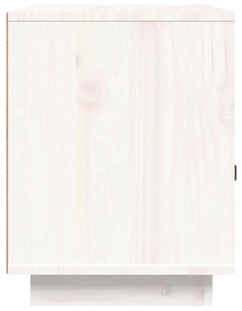 Noptiere, 2 buc, alb, 40x34x45 cm, lemn masiv de pin 2, Alb