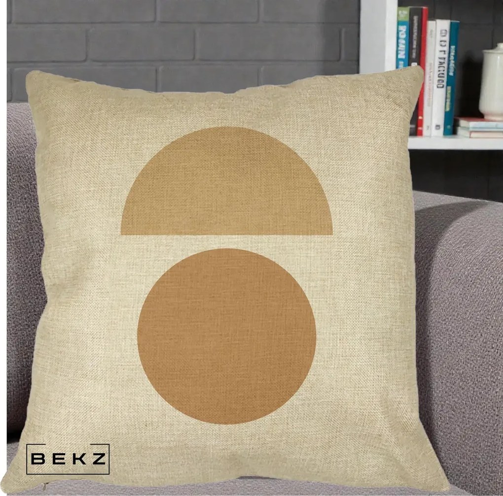 Perna Decorativa Geometric Minimalist Auriu, 40x40 cm, Crem, Husa Detasabila, Perna Inclusa, BEKZ®