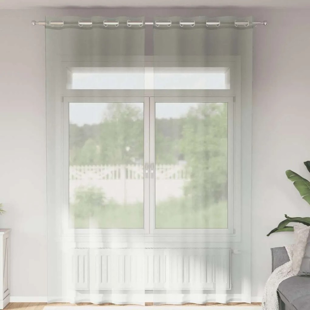vidaXL Perdele Voile cu Oelii 2 buc Gri deschis 140x260 cm