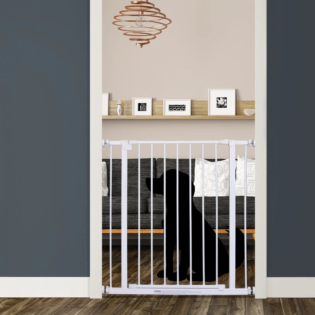 Poarta de Siguranta PawHut pentru Copii si Animale de Companie Alb 76x72-82cm | AOSOM RO