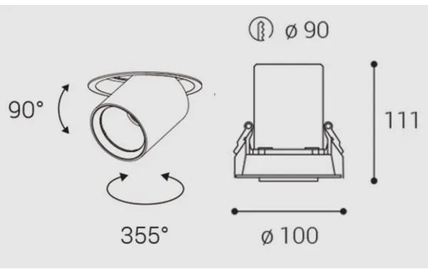 Plafonieră LED încastrată HIDE LED/20W/230V CRI 90 neagră LED2