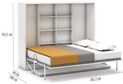 Pat rabatabil orizontal cu birou Diva Couple Desk (140X190) - Alb Mat