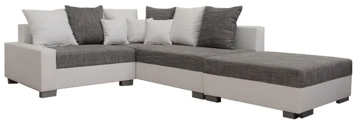 Coltar cu taburet PETRANA NEW dreapta alb-gri, 207/92/198 cm