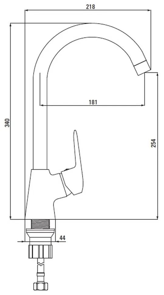 Baterie bucatarie inalta crom lucios cu pipa pivotanta Deante Boro Crom lucios