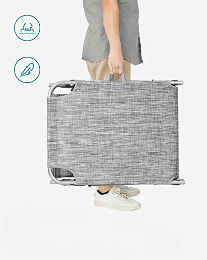 Sezlong rabatabil gri deschis DESCANSO cu parasolar