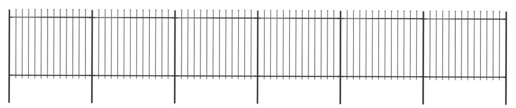 Gard de gradina cu varf sulita, negru, 10,2 x 1,5 m, otel 1, 1.5 m, 10.2 m