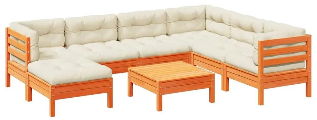 3299560 vidaXL Set canapele grădină cu perne, 8 piese, maro, lemn masiv de pin