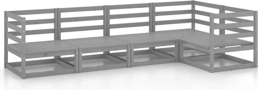 vidaXL Set mobilier de grădină, 5 piese, gri, lemn masiv de pin